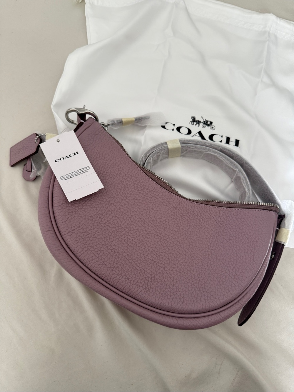 Coach Pebbled Leather Luna Shoulder Bag - Purple